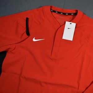 Nike Baseball Pre-Game Long Sleeve Button Snap Large Red Black Training Top
